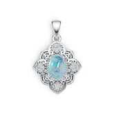 10K Gold Semi Mount Pendant Setting Oval OV 8X6mm Cabochon Filigree Moissanite Accent DHJ