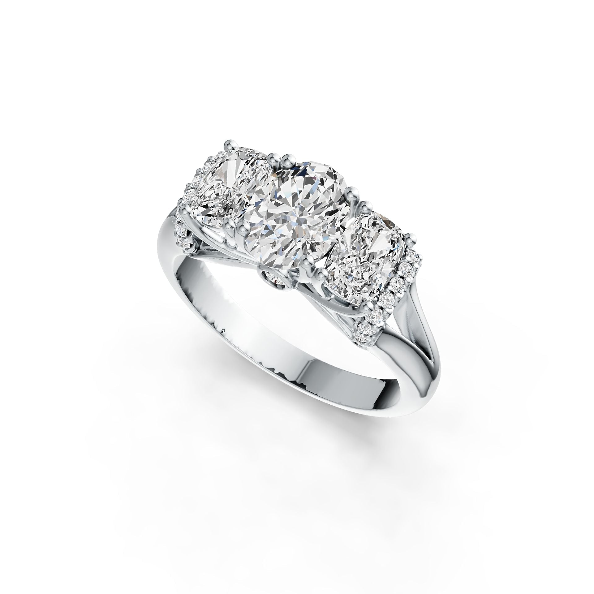 14K Gold Semi Mount Ring Setting Oval OV 8X6mm CU 6X4mm Diamond Accent DHJ