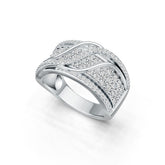 14K Gold Ring Multi-Row Layered with or Moissanite Diamond Accent DHJ