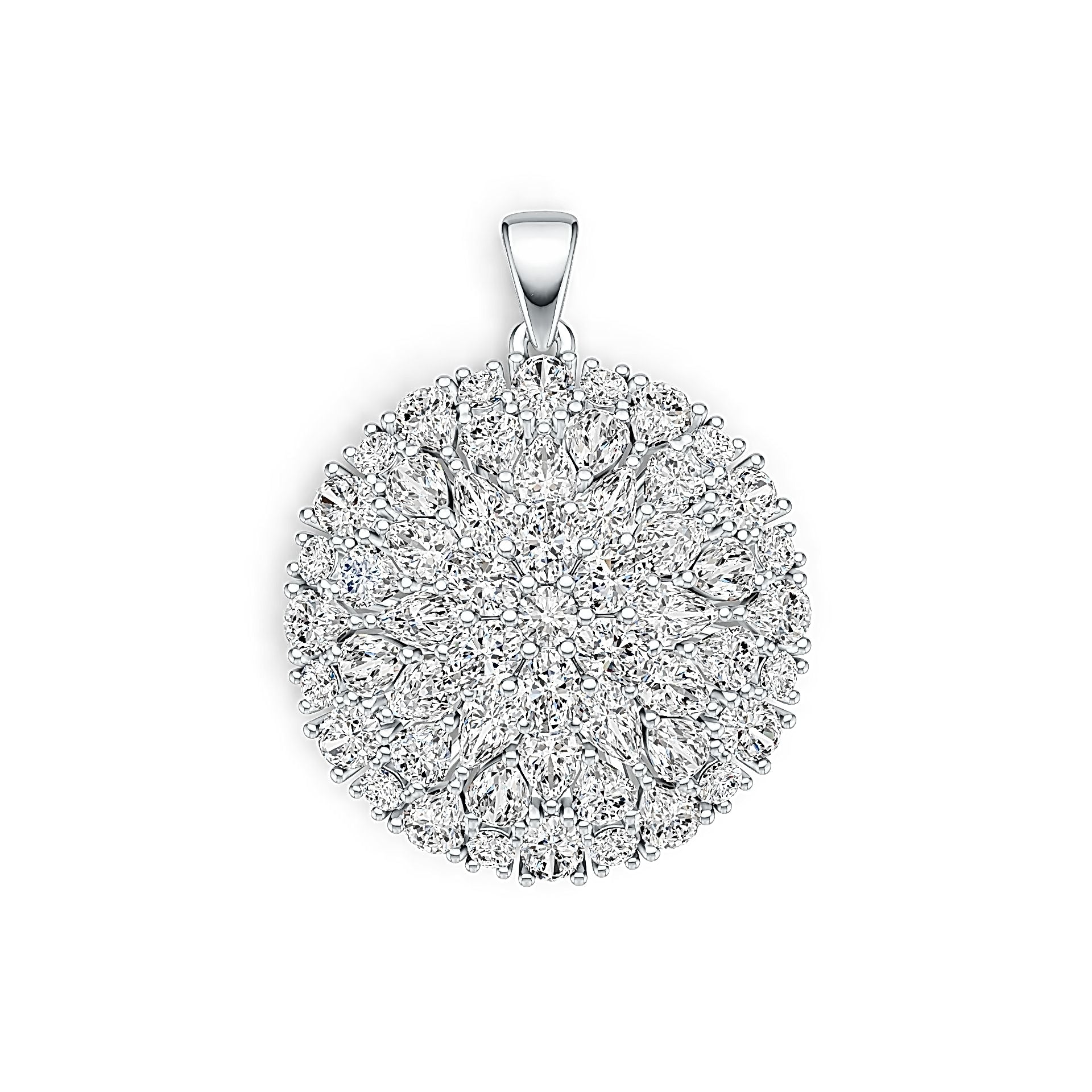 Sterling Silver Cluster Pendant with White Topaz or Moissanite DHJ