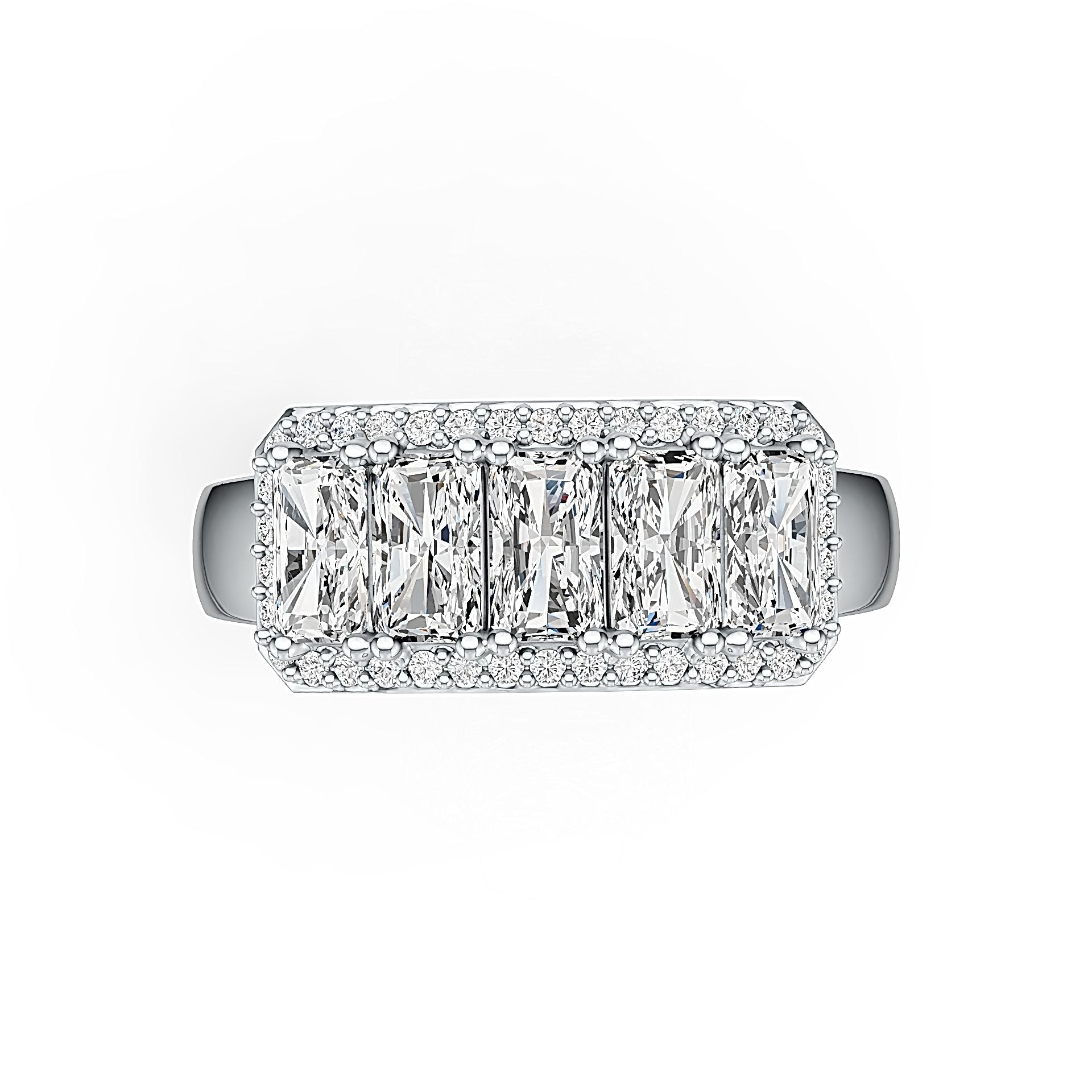 Sterling Silver Semi Mount Ring Setting Emerald OCT 5X3mm with White Topaz Syzjewelry