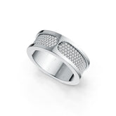 10K Gold Men's Wide Band Ring with White Topaz or Moissanite Moissanite Accent DHJ