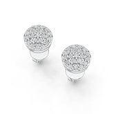 18K Gold Earrings Round Cluster Earrings Stud Diamond Accent DHJ