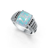 Platinum Semi Mount Ring Setting Cushion CU 12X10mm Cabochon Diamond Accent DHJ