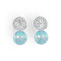 Platinum Semi Mount Earrings Setting Round RD 9x9mm RD 5x5mm Diamond Accent DHJ