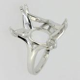 Platinum Semi Mount Ring Setting Emerald OCT 12x10mm Contemporary Diamond Accent Syzjewelry