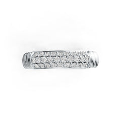 Sterling Silver Half Enternity Band Ring with Rope Band with White Topaz or Moissanite DHJ