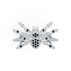 Sterling Silver Ring with White Topaz or Moissanite Spider Theme DHJ
