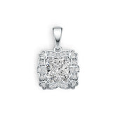 Sterling Silver Semi Mount Pendant Setting Cushion CU 7X7mm with White Topaz Accent Syzjewelry