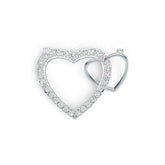 14K Gold Pendant Double Heart Theme with White Topaz or Moissanite Diamond Accent DHJ