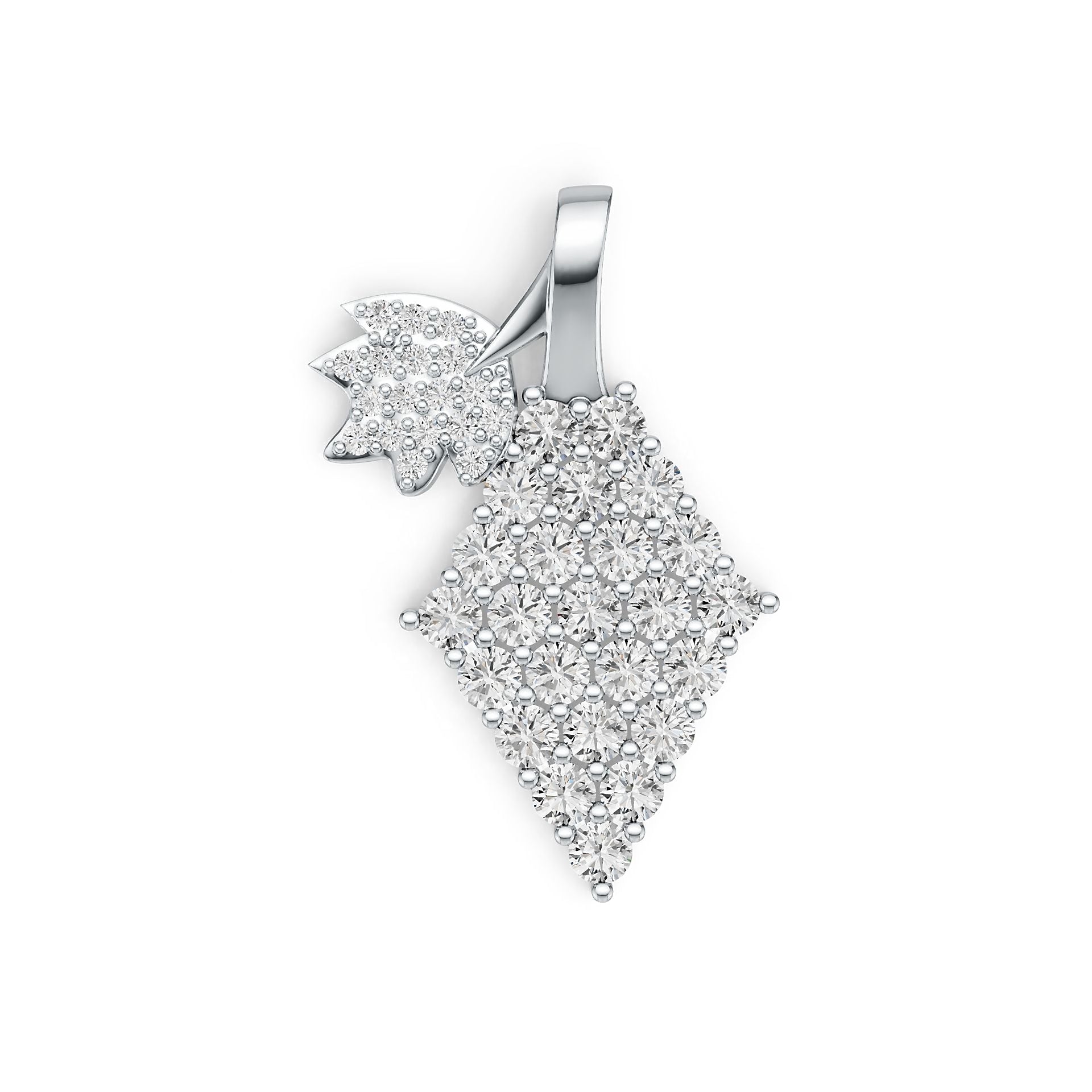 Sterling Silver Pendant with White Topaz or Moissanite Grapes Theme DHJ