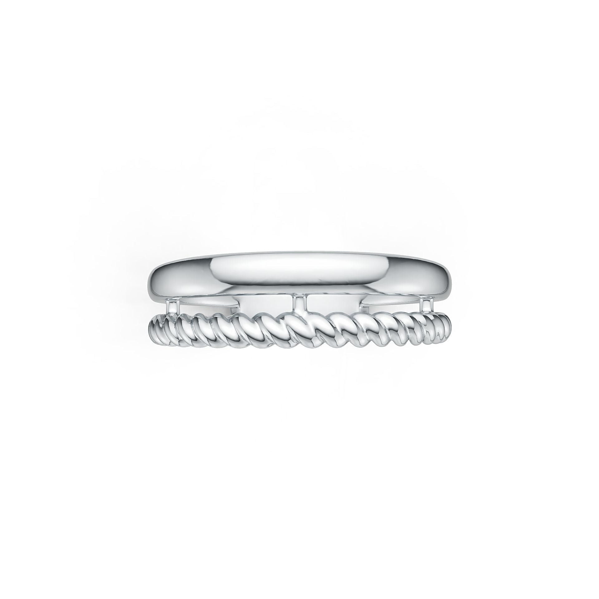 Sterling Silver Ring Double Band Twisted Rope Theme DHJ