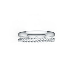 Sterling Silver Ring Double Band Twisted Rope Theme DHJ