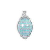 10K Gold Semi Mount Pendant Setting Oval OV 25X20mm Cabochon Art Nouveau Style Moissanite Accent DHJ