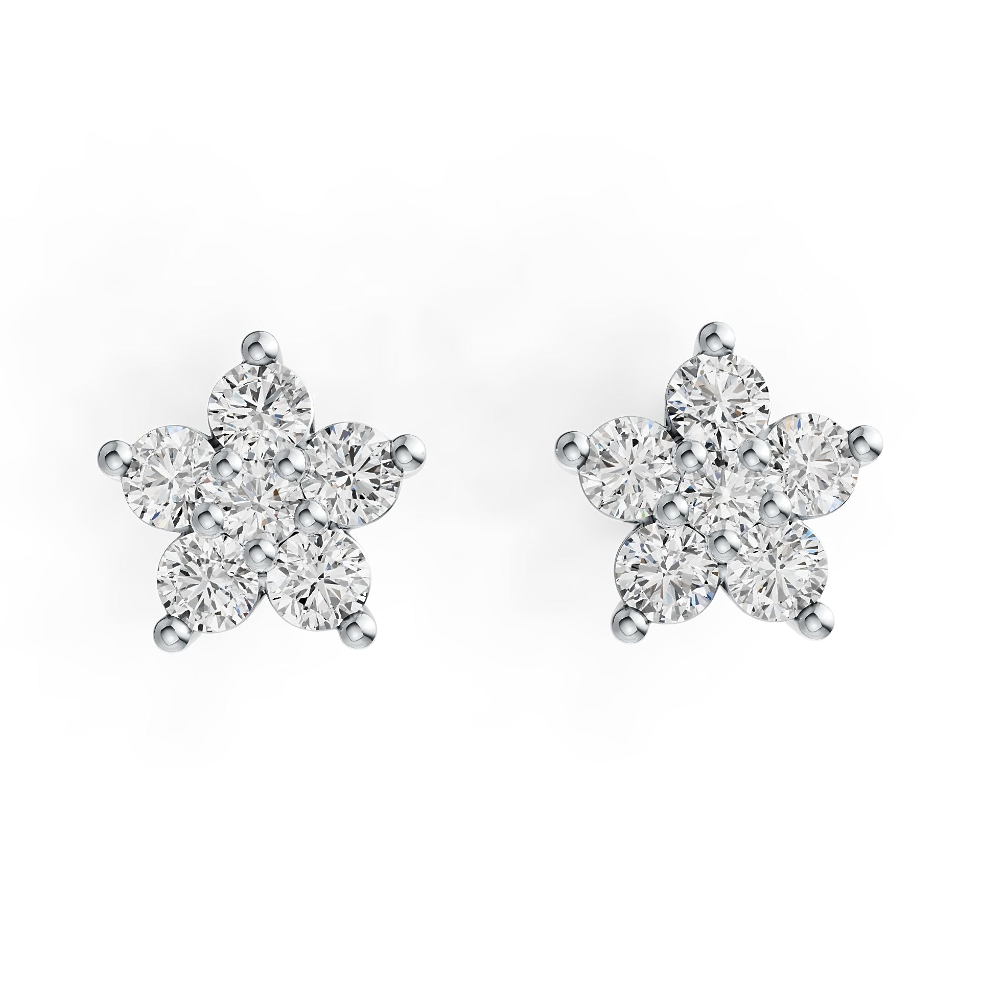 Sterling Silver Earrings with White Topaz or Moissanite Star Theme DHJ