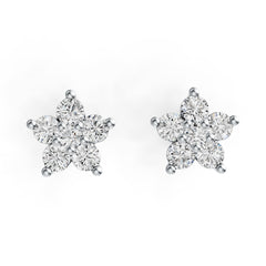 Sterling Silver Earrings with White Topaz or Moissanite Star Theme DHJ