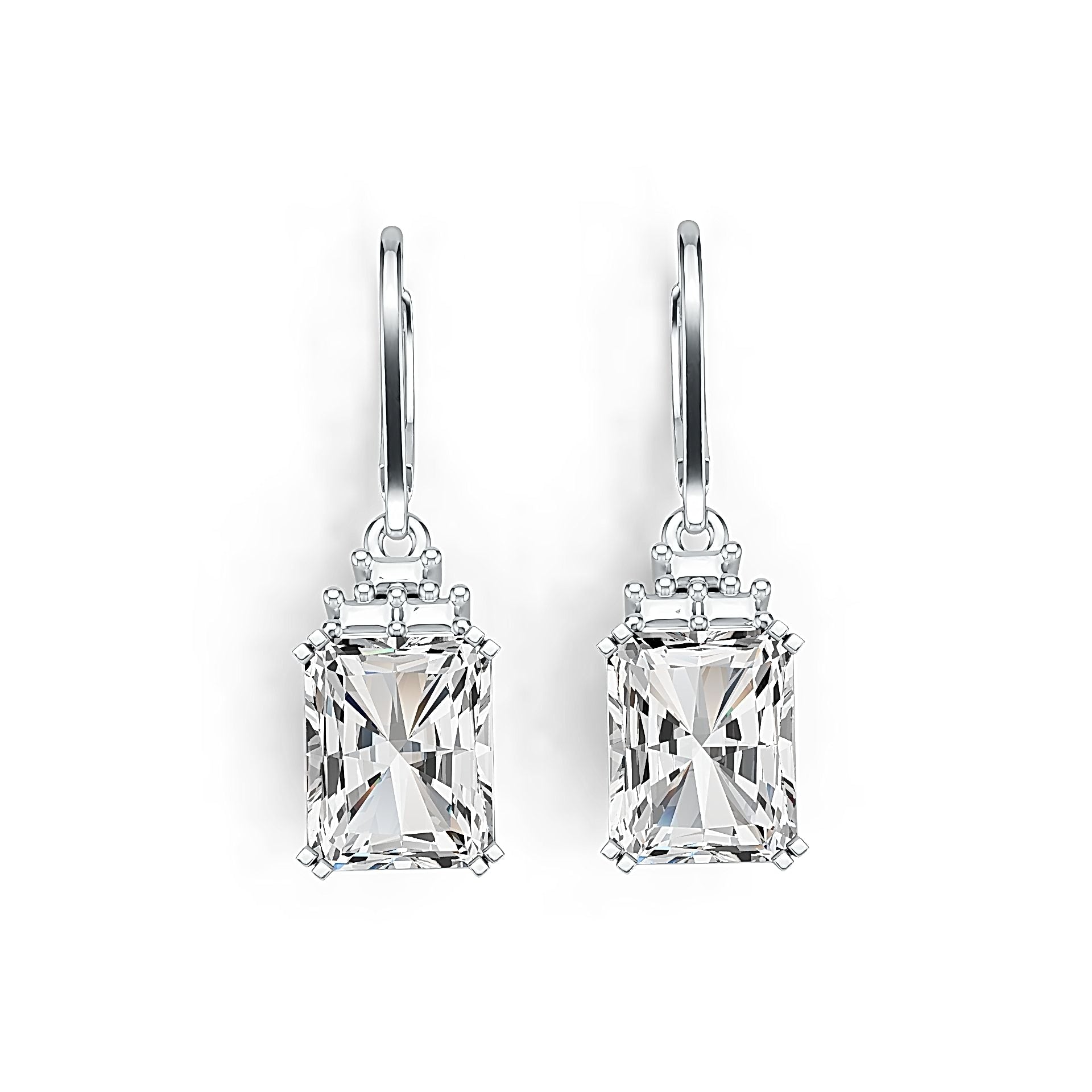 Sterling Silver Semi Mount Earrings Setting Emerald OCT 10X8mm DHJ