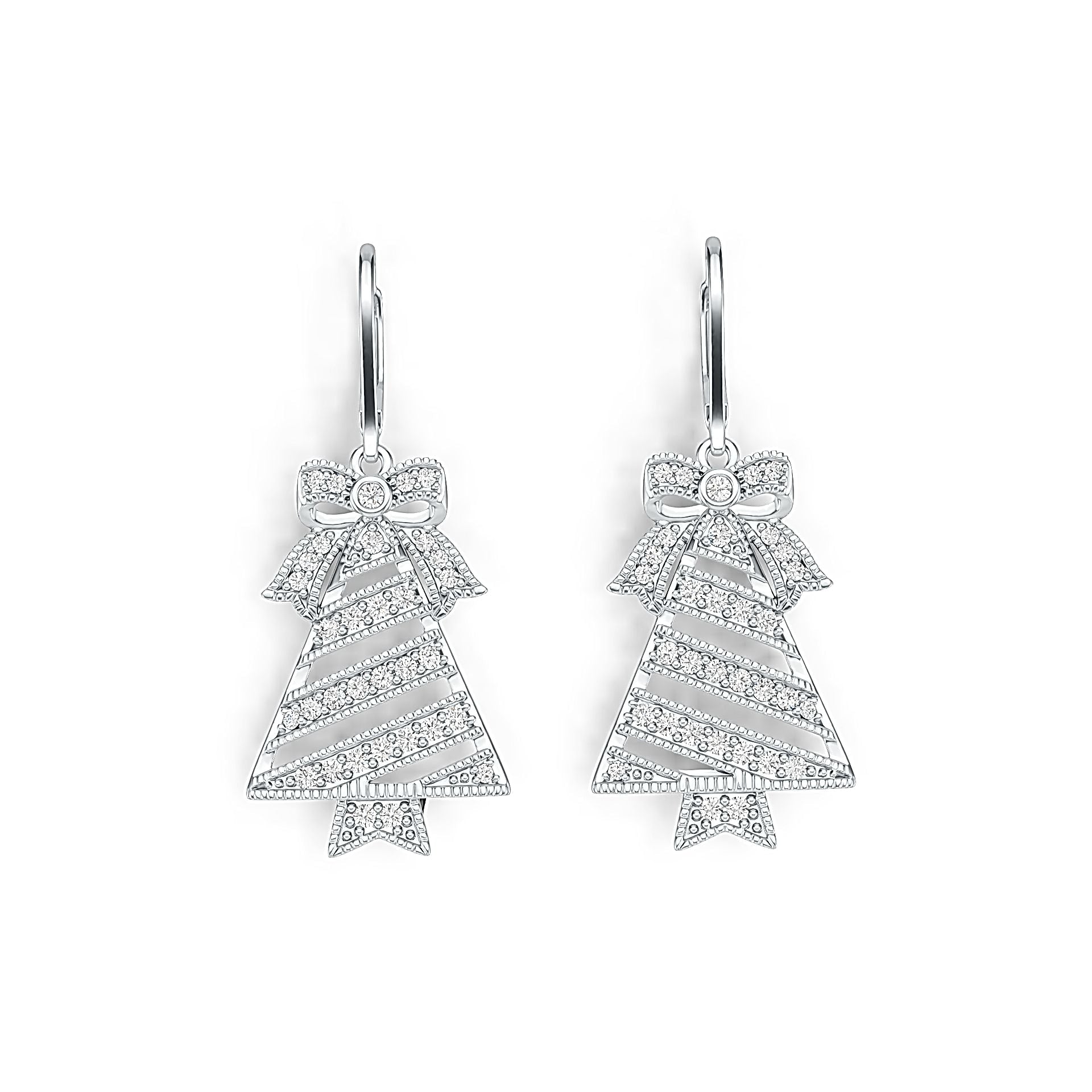 10K Gold Earrings Christmas Tree Theme with or Moissanite Moissanite Accent DHJ