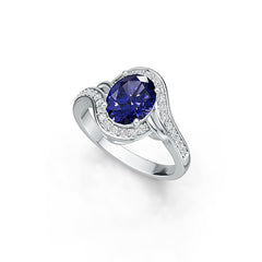 18K Gold Semi Mount Ring Setting Oval OV 9x7mm Diamond Accent DHJ