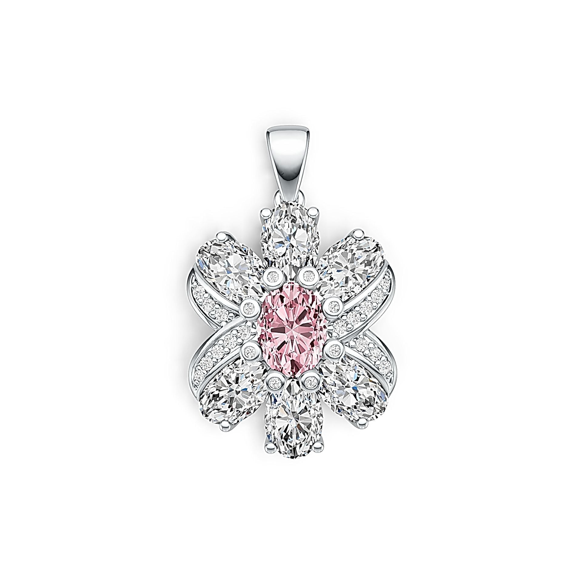 Platinum Semi Mount Pendant Setting Oval OV 8X6mm OV 7X5mm Diamond Accent DHJ