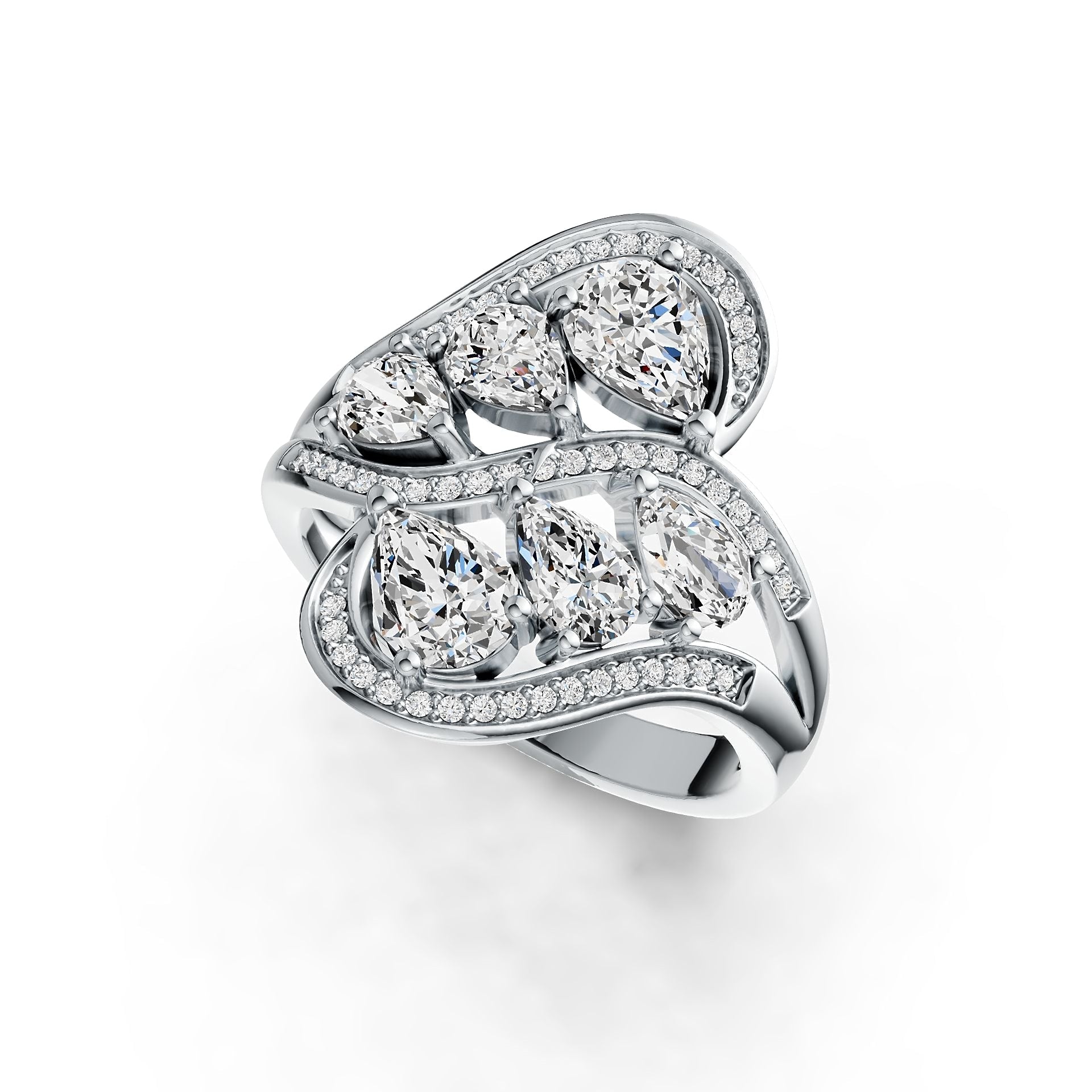 Platinum Semi Mount Ring Setting Pear PE 7X5mm PE 6X4mm Diamond Accent DHJ