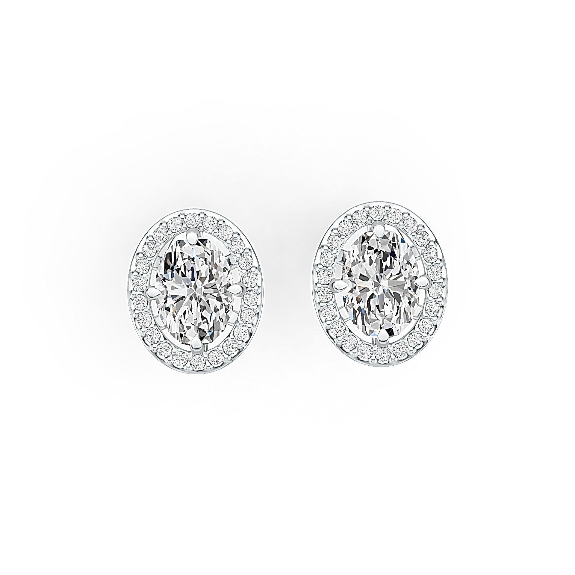 Sterling Silver Semi Mount Earrings Setting Oval OV 7X5mm Stud Halo - Syzjewelry