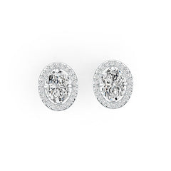 Sterling Silver Semi Mount Earrings Setting Oval OV 7X5mm Stud Halo - Syzjewelry