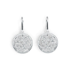 Sterling Silver Floral Filigree Earrings with White Topaz or Moissanite DHJ