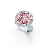 14K Gold Semi Mount Ring Setting Round RD 15x15mm with White Topaz Diamond Accent DHJ