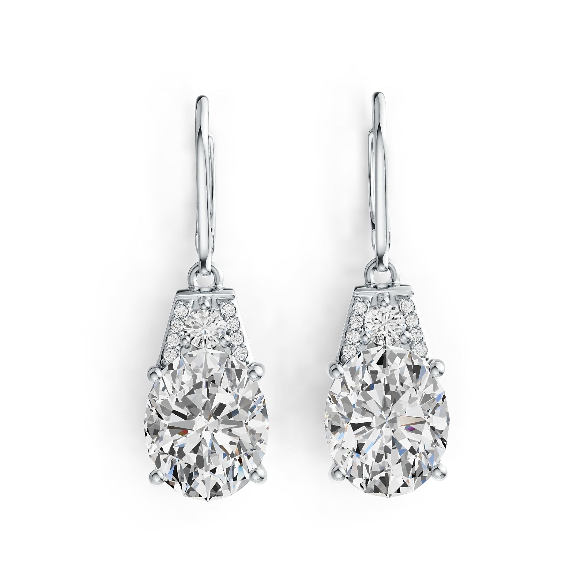 Platinum Semi Mount Earrings Setting Oval OV 11X9mm Diamond Accent DHJ