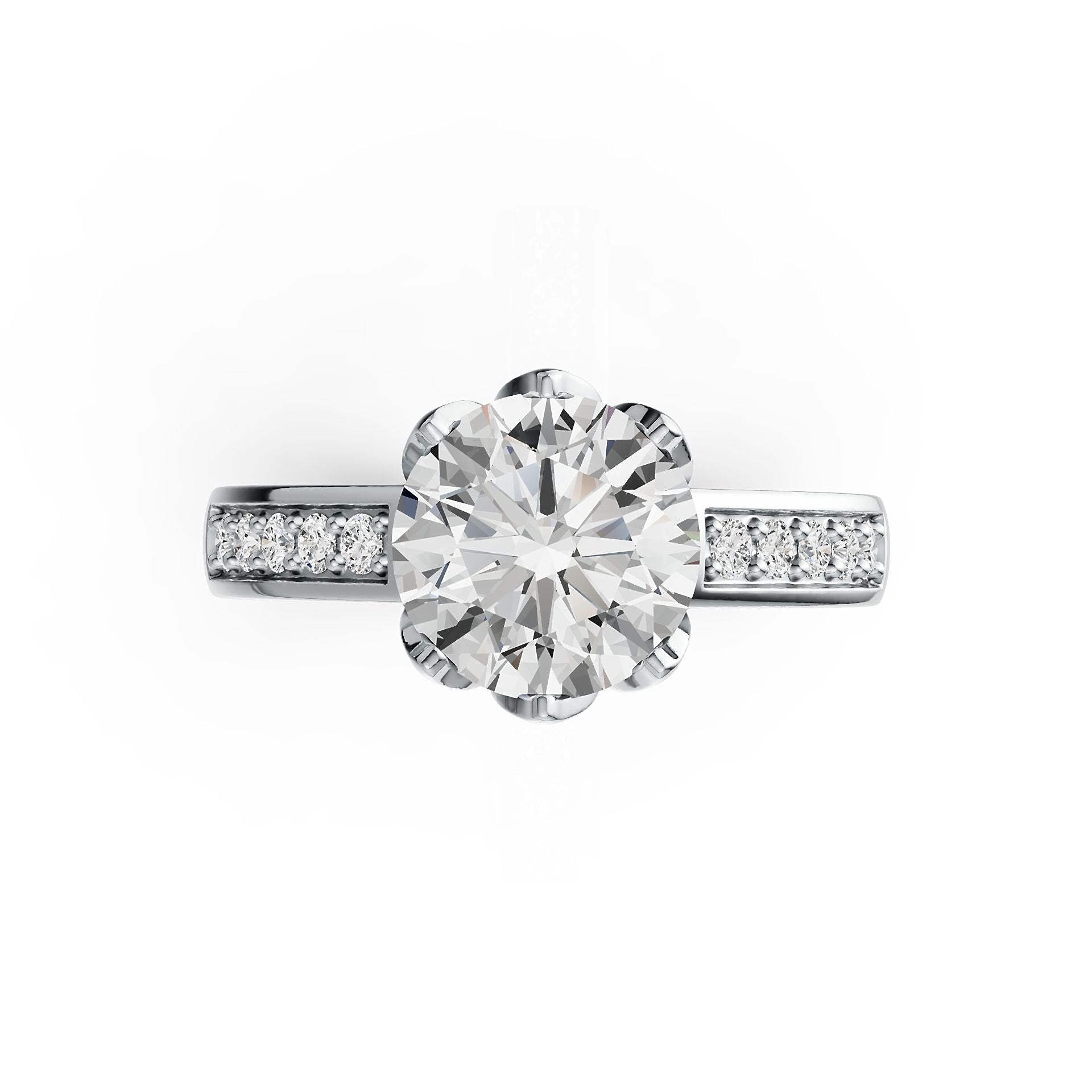 Sterling Silver Semi Mount Ring Setting Round RD 10x10mm DHJ