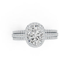 Sterling Silver Semi Mount Ring Setting Oval OV 9X7mm with White Topaz Accent DHJ