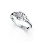 Platinum Semi Mount Ring Setting Oval OV 6X4mm Solitaire Open Filigree DHJ