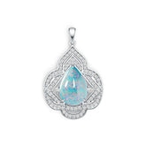 14K Gold Semi Mount Pendant Setting Pear PE 17X12mm Cabochon Diamond Accent DHJ