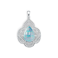 14K Gold Semi Mount Pendant Setting Pear PE 17X12mm Cabochon Diamond Accent DHJ