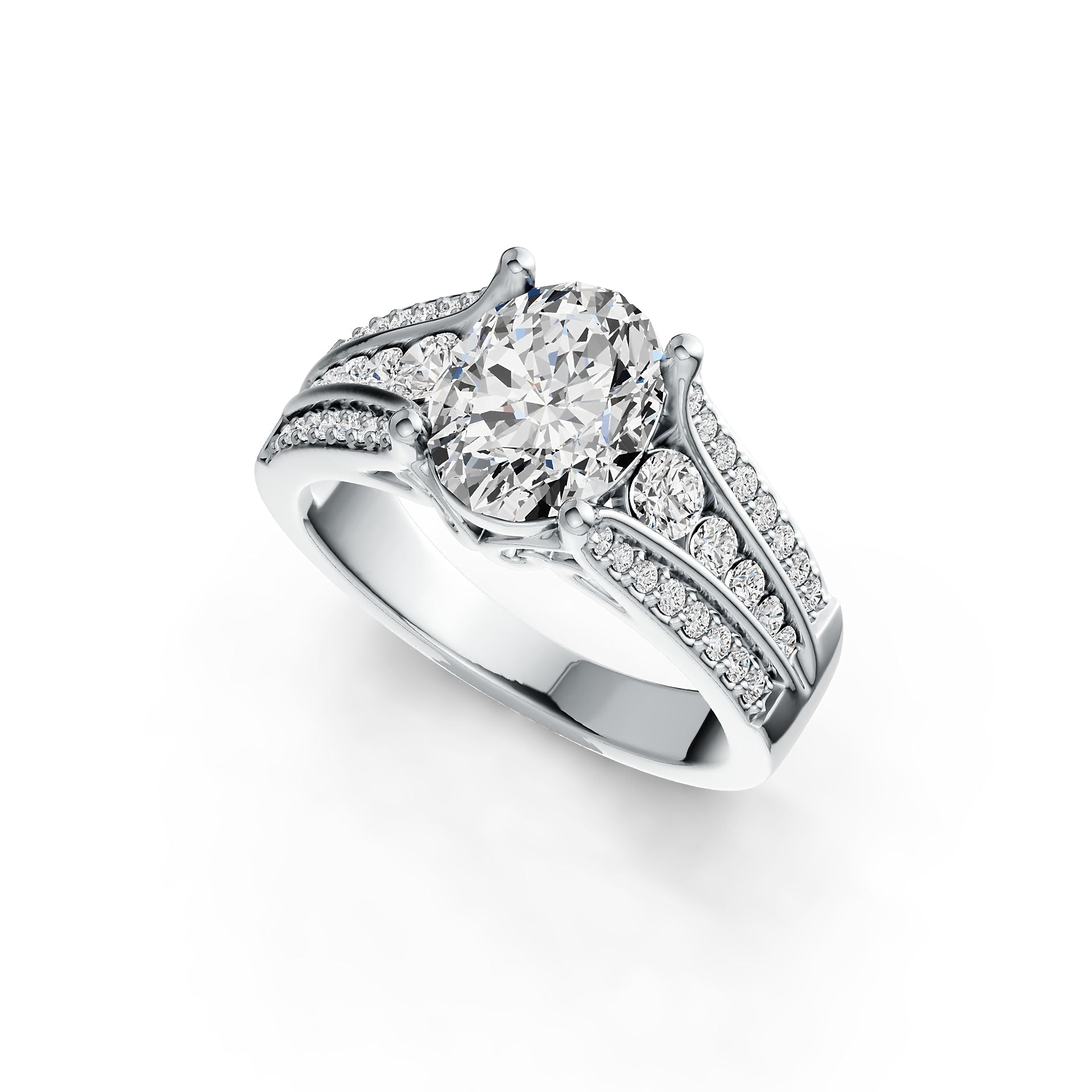 10K Gold Semi Mount Ring Setting Oval OV 9x7mm Moissanite Accent DHJ