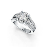 10K Gold Semi Mount Ring Setting Oval OV 9x7mm Moissanite Accent DHJ