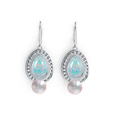 Platinum Semi Mount Earrings Setting Round RD 7.5mm OV Cab 12X8mm DHJ