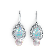 Platinum Semi Mount Earrings Setting Round RD 7.5mm OV Cab 12X8mm DHJ