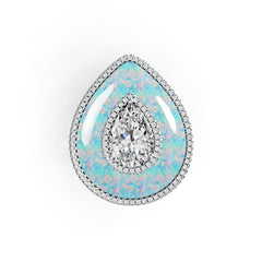 Sterling Silver Semi Mount Ring Setting Pear PE Cabochon 25X20mm PE 12X8mm DHJ