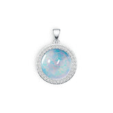 Sterling Silver Semi Mount Pendant Setting Round RD 15X15mm Cabochon Halo DHJ