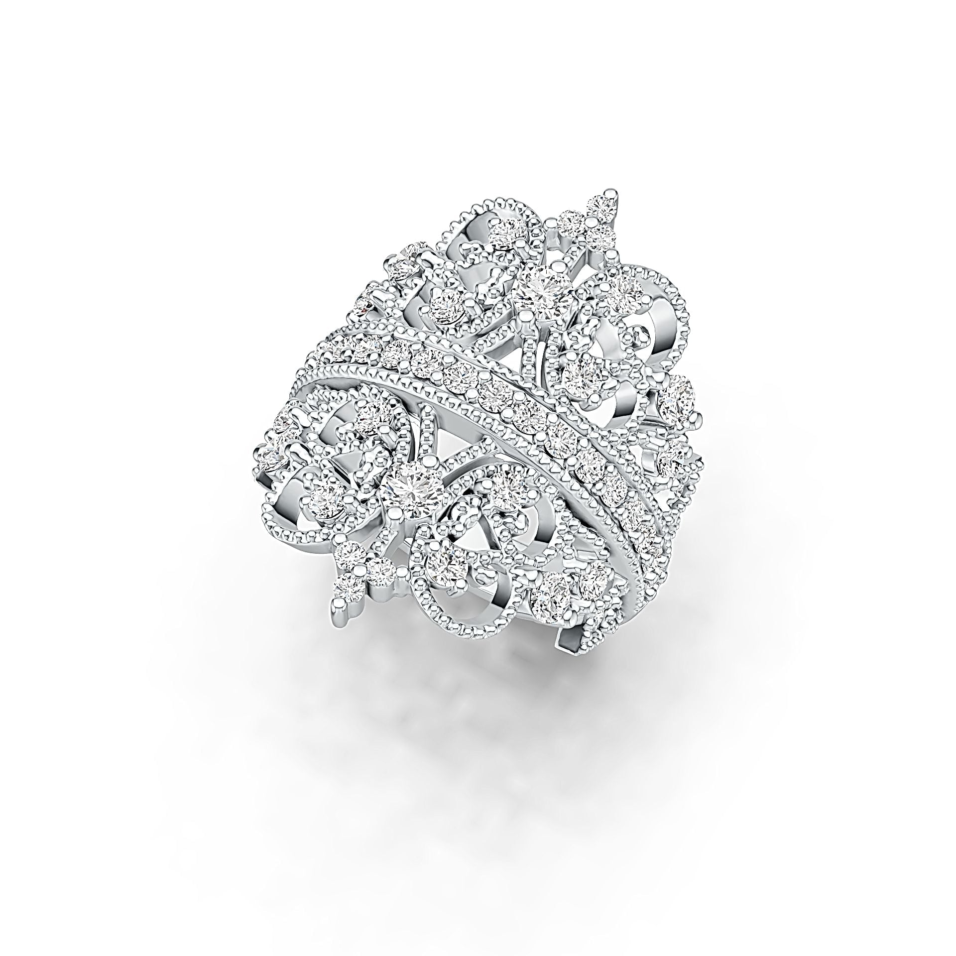 18K Gold Semi Mount Ring Setting Round RD 3x3mm Diamond Accent DHJ