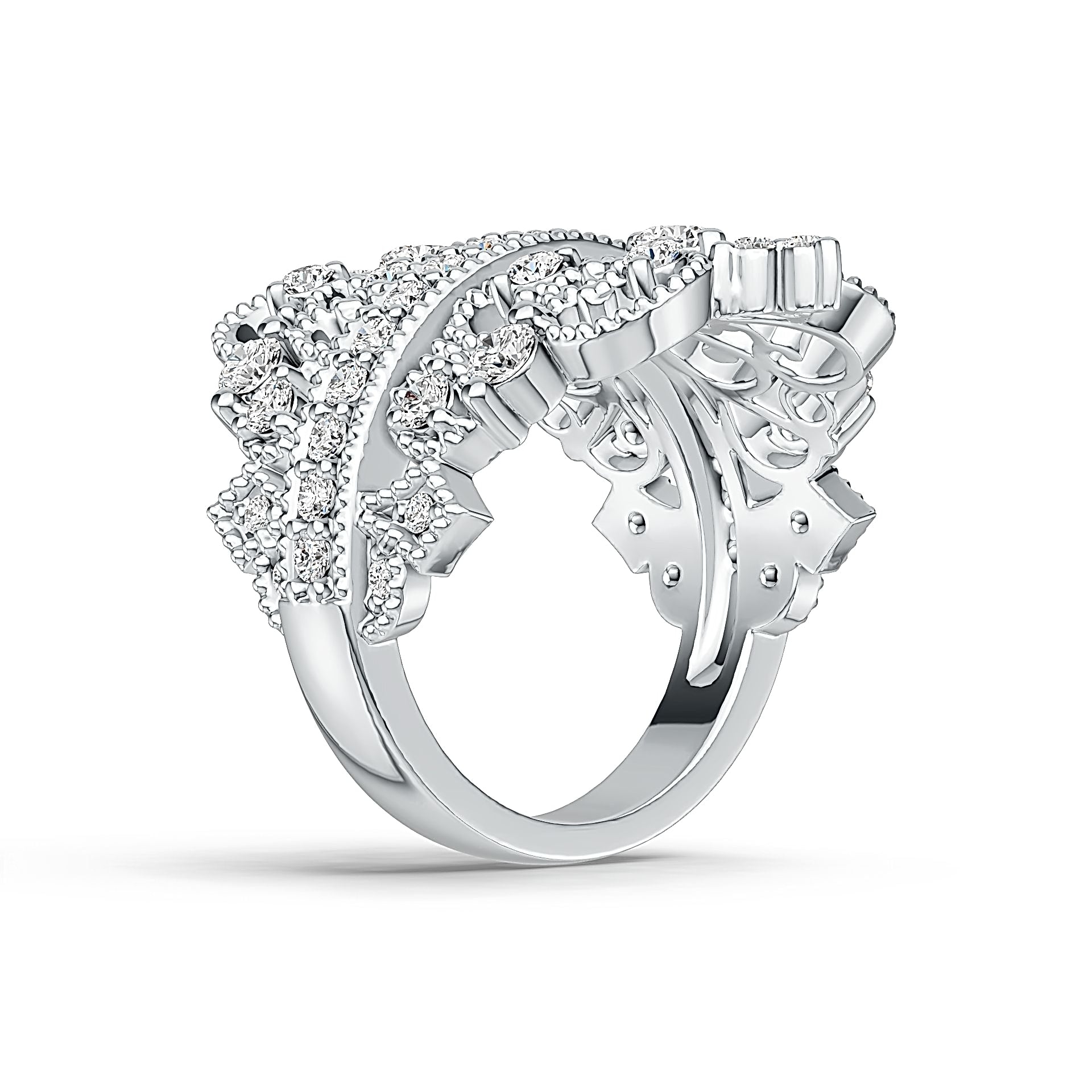 Sterling Silver Ring Crown Theme with White Topaz or Moissanite DHJ