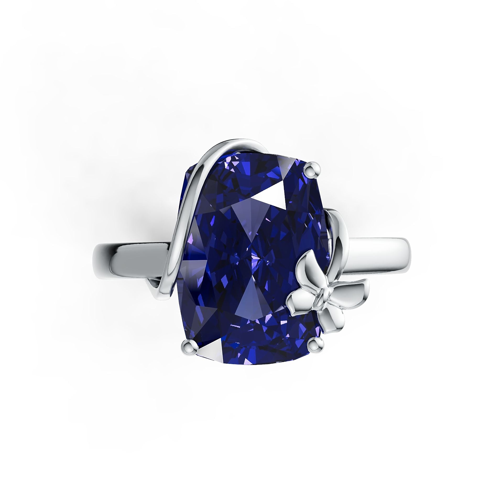 Sterling Silver Semi Mount Ring Setting Cushion CU 14X10mm Butterfly Theme DHJ