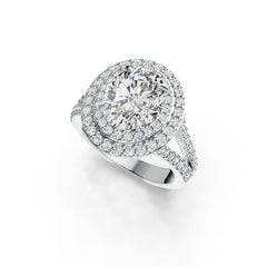 Platinum Semi Mount Ring Setting Oval OV 10X8mm Halo Split Shank Diamond Accent DHJ
