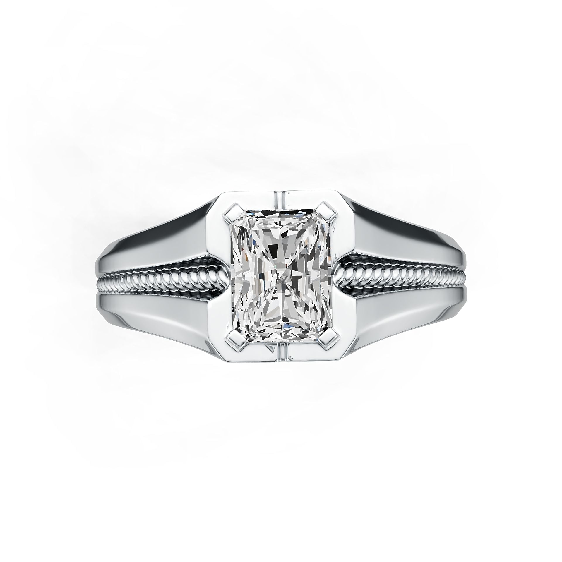 Sterling Silver Semi Mount Ring Setting Emerald OCT 8X6mm Men's Ring DHJ