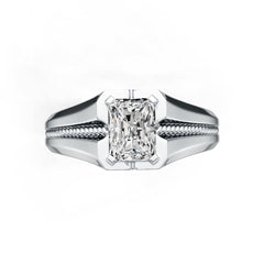 Sterling Silver Semi Mount Ring Setting Emerald OCT 8X6mm Men's Ring DHJ