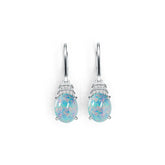 Platinum Semi Mount Earrings Setting Oval OV 10X8mm Cabochon Diamond Accent DHJ