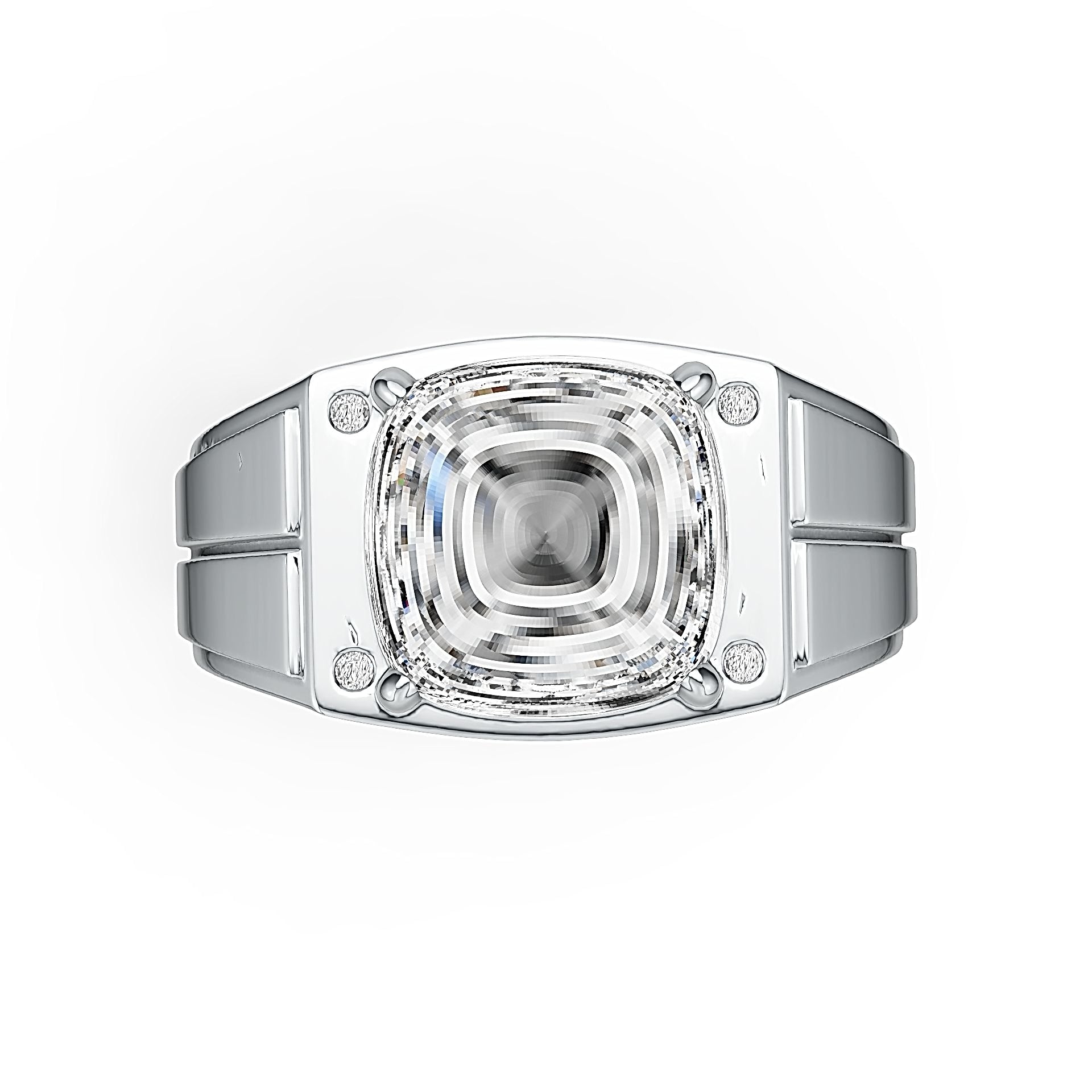 Men's Sterling Silver Semi Mount Ring Setting Cushion CU 10.6x10.6mm Cabochon Syzjewelry