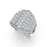 14K Gold Cocktail Ring Scalloped with White Topaz or Moissanite Diamond Accent DHJ